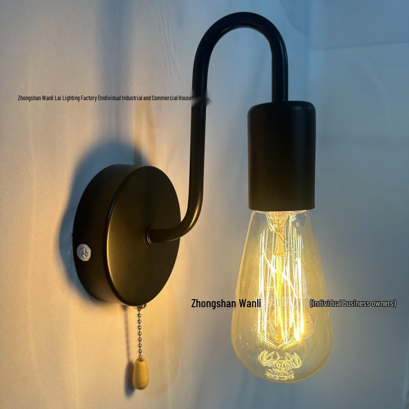 European Style Wrought Iron Wall Lamp - Creative Retro Design for Living Room, Bedroom & Bedside