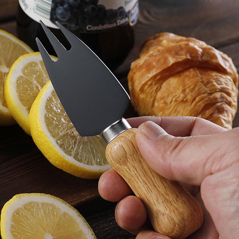 Rubber Wood & Stainless Steel Cheese Knife Set with Butter Spreader and Table Knife
