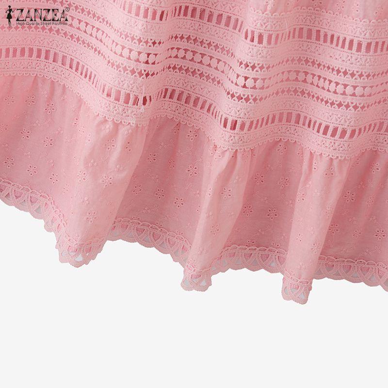 ZANZEA Women Summer Fashion Lace Crochet Patchwork Casual Long Skirts