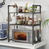 Multi-Purpose Kitchen Storage Rack - Thickened Adjustable Shelf for Microwave, Oven, Countertop Organizer with Tool Hooks