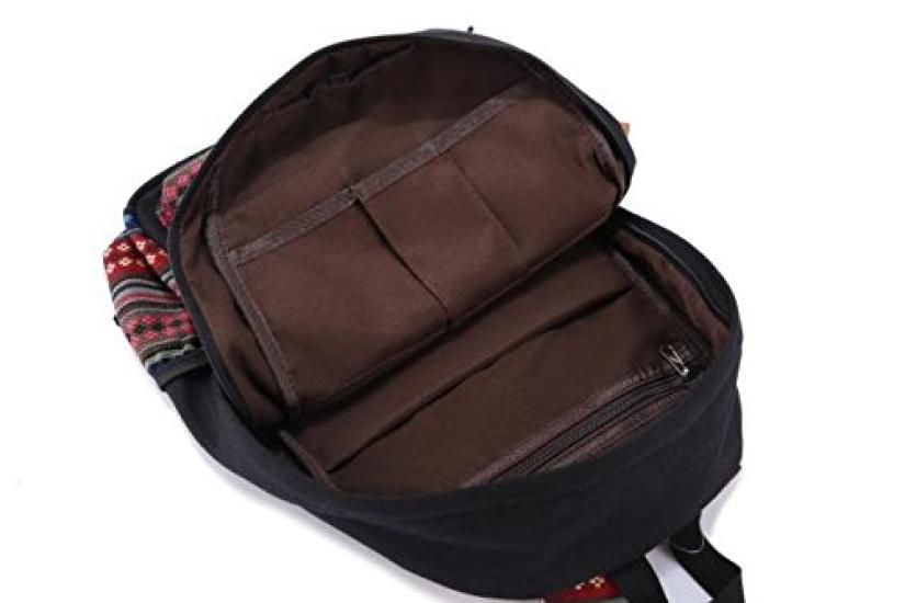 iSmile and Outdoor Perfect for and Casual Black Backpack, Men's Women's, Canvas, Commuting, School, Use,