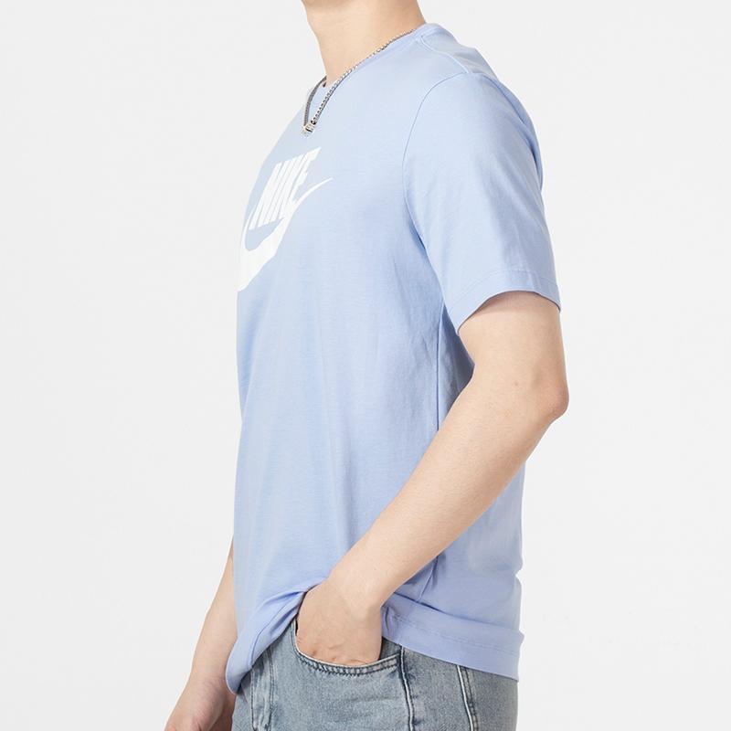 Nike Alphabet Logo Casual Round Neck Short Sleeve T-Shirt Men Tops Blue AR5005-549