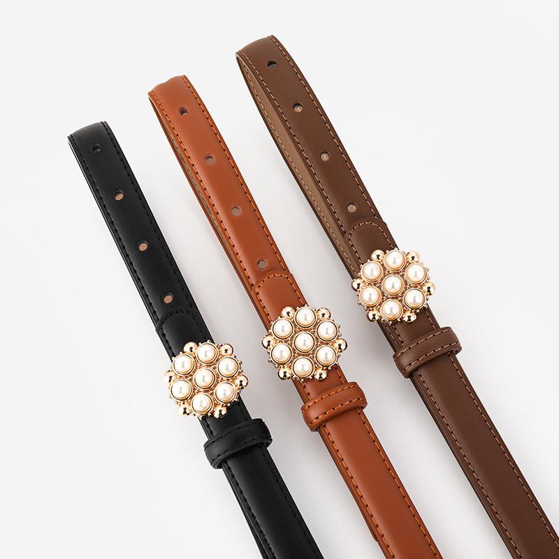 Genuine Leather Woman Belt With Rhinestones For Dress And Jeans Fashion Accessory