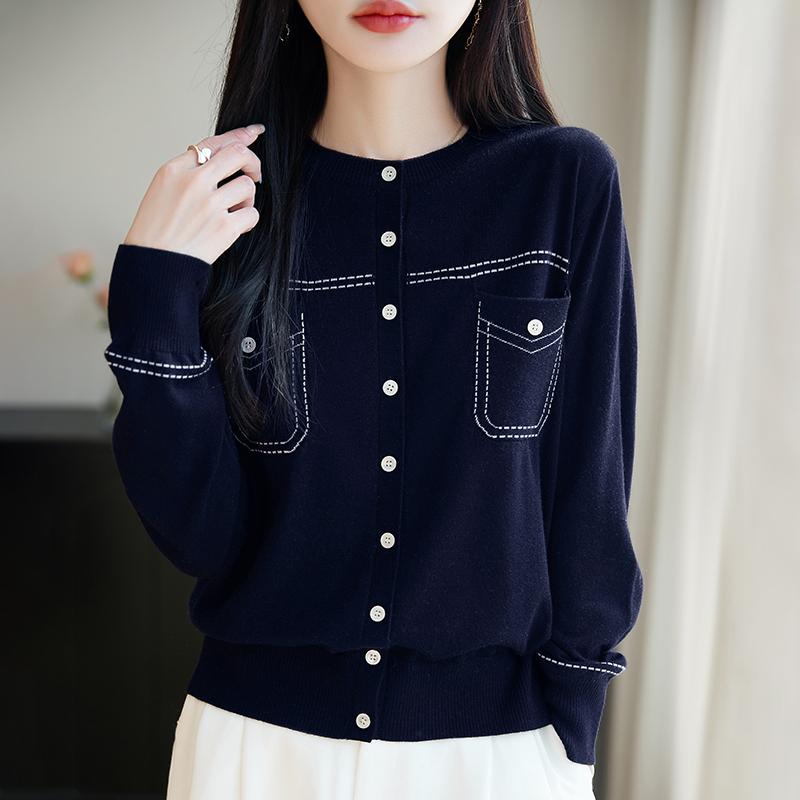 Women's Lightweight 50% Wool 50% Mulberry Silk Cardigan - 4-Season Versatile Knitwear for All-Year Comfort & Style