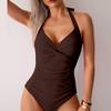 Sexy One Piece Swimsuit Women's Swimwear Lace Up V-Neck Monokini Bow Beachwear