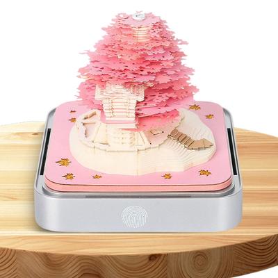 2026 Desk Calendar with Lights Art Calendar Sculpture Paper Carving Art Memo Pad for Christmas Housewarming Desktop Decoration