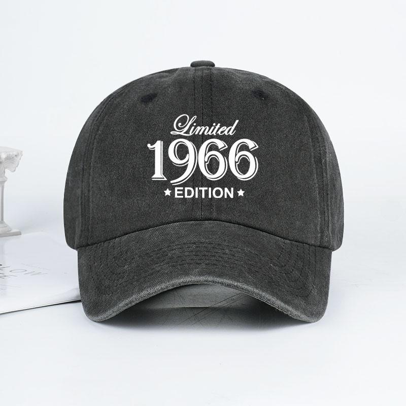 "Limited 1966 Edition" Print Washed Baseball Cap Adjustable Unisex Vintage Birthday Sun Hat