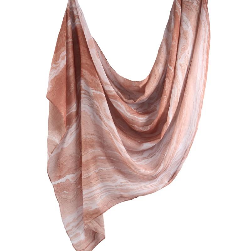 Watercolor Print Cotton Scarf Women 180x80cm Lightweight Wrap Shawl Ethnic Style Headscarf All Season Fashion Accessory