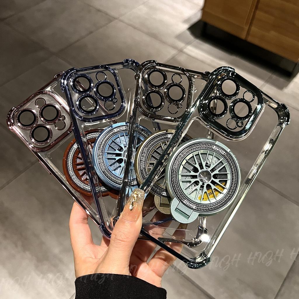 The Apple 16Promax Four-corner Anti-drop Case Is Suitable for IPhone15 Phone Case Electroplated Gyroscope Bracket Protective Cover