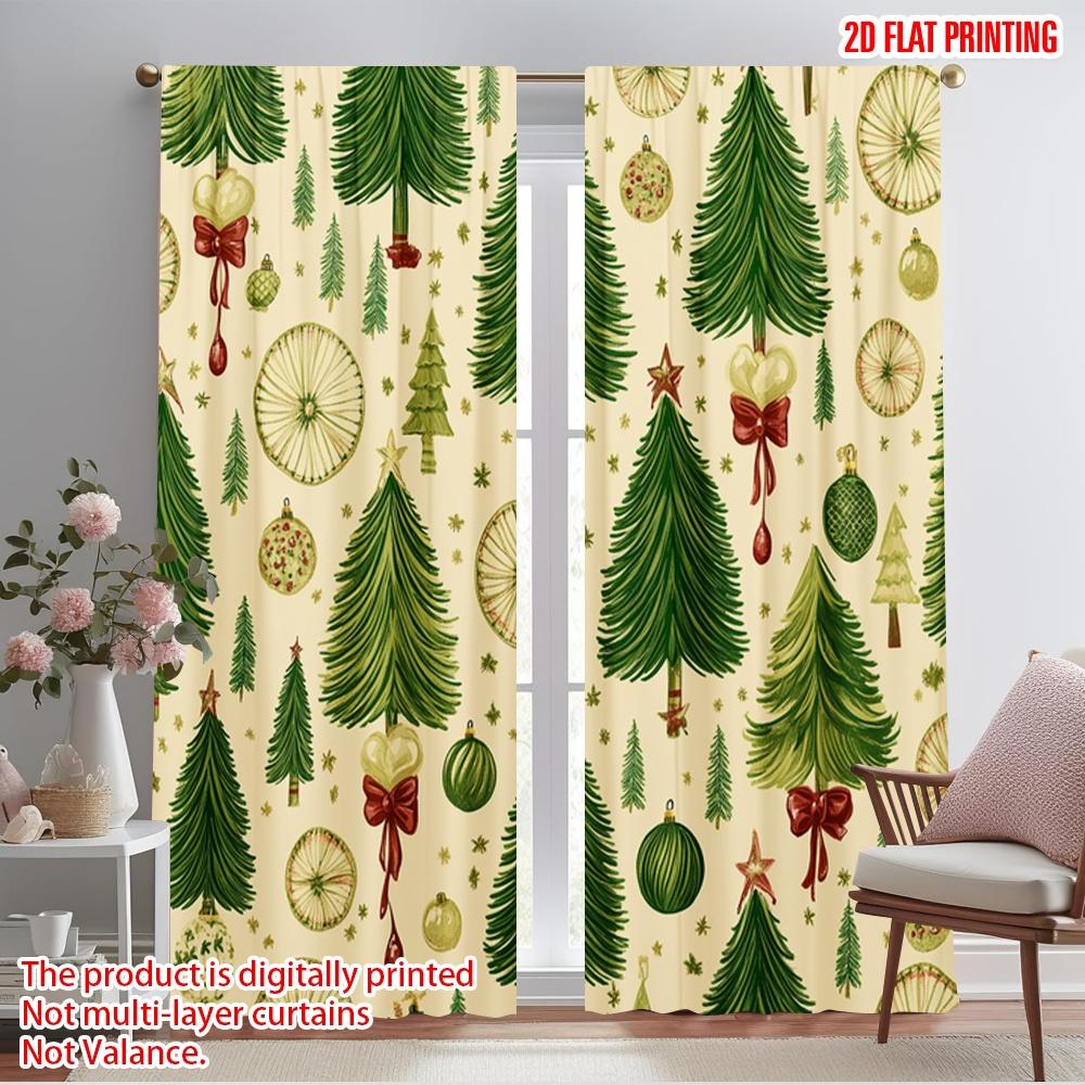 

2pcs,2D plane printing Contemporary Curtains Christmas Trees Ornaments Decorative (3) Polyester (without rod) Decorations Inside 52.50×116.00 CM 2pcs