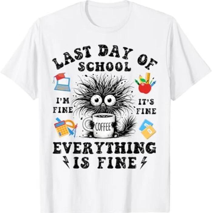 

Last Day Of School-End Of School Year-I Survived Funny Cat T-Shirt M