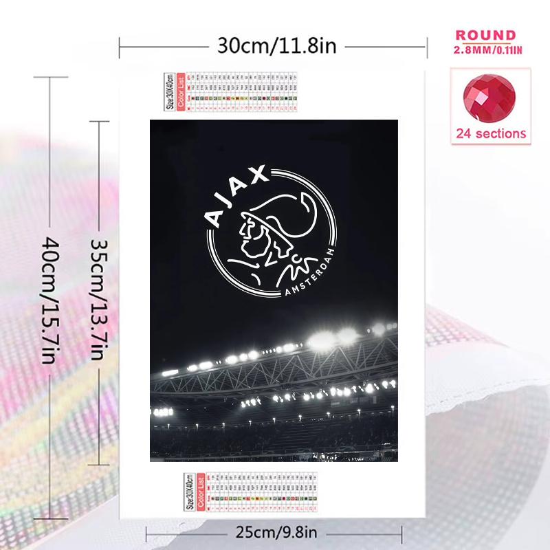 Ajax Amsterdam Pattern  3pcs 100% Round Full Drill 5D DIY Diamond Painting Embroidery Cross Stitch Rhinestone Décor