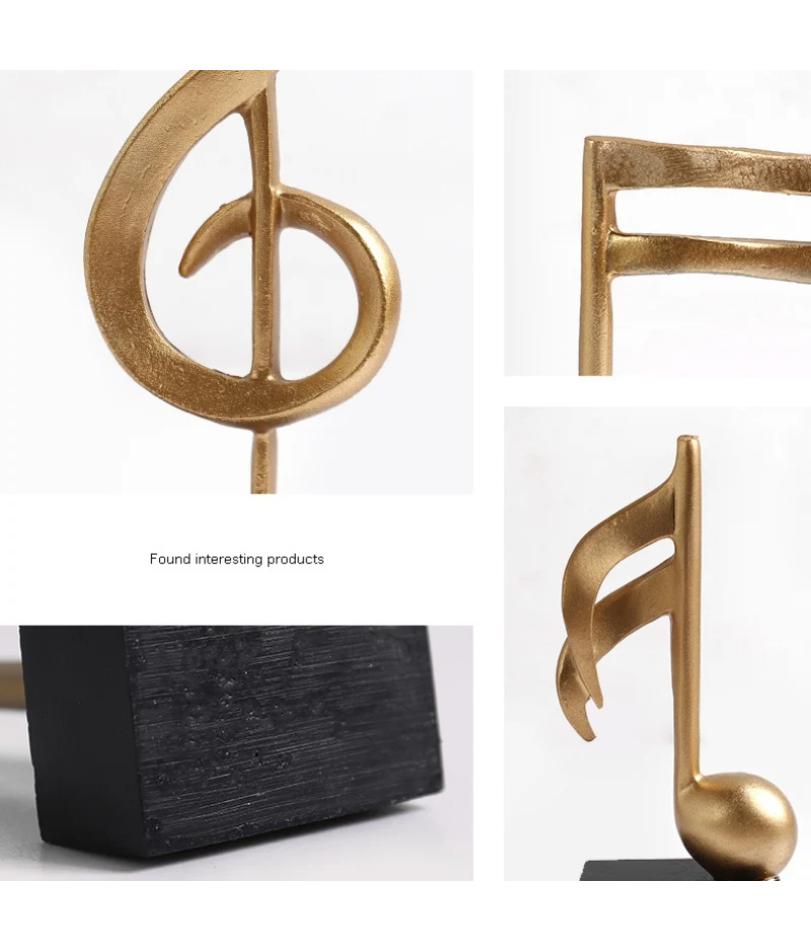Statue Note Musicali Decorazione Casa Resina Dorata Scultura Arredo Casa Scrivania Piano Ufficio Mobile TV Ornamenti Souvenir
