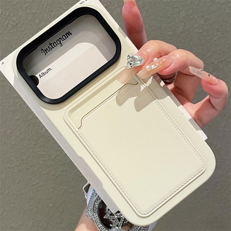 Creative Card Slot iPhone 12-17 Case with Liquid Skin Feel - Cross-Border Design