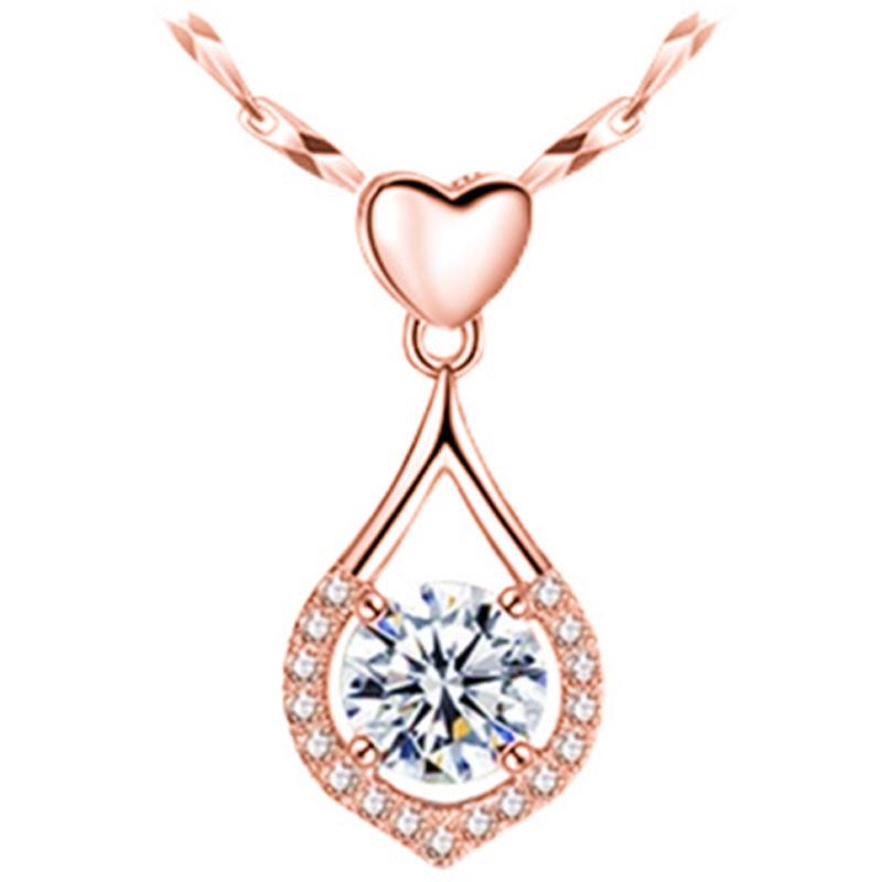 

925 Silver Bead Necklace Pendant AAA Zircon For Women Clavicle Chain Necklaces Wedding Party Fashion Jewelry Gift