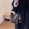 Bucket Bag Women's Oblique Span Small Satchel Niche Retro Commuter Shoulder Bag Large Capacity Simple Handbag Small Bag