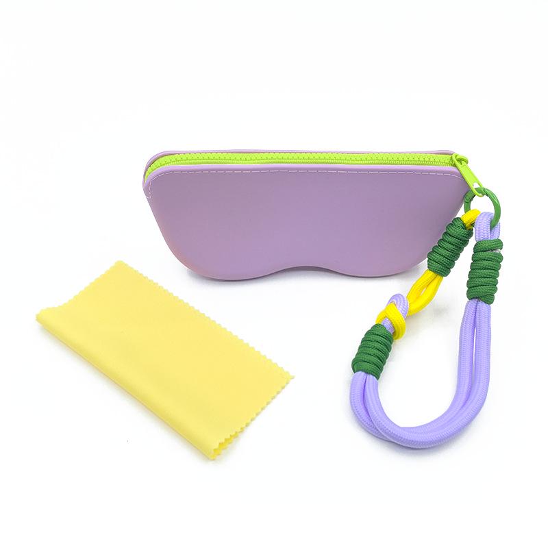 

Силиконовый чехол для очков с дофамином и шнурком: Солнцезащитные очки Наручный чехол Wrist Strap + Glasses Cloth лаванды фиолетового