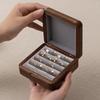 Exquisite Black Walnut Velvet Jewelry Box: Solid Wood Storage for Rings and Earrings