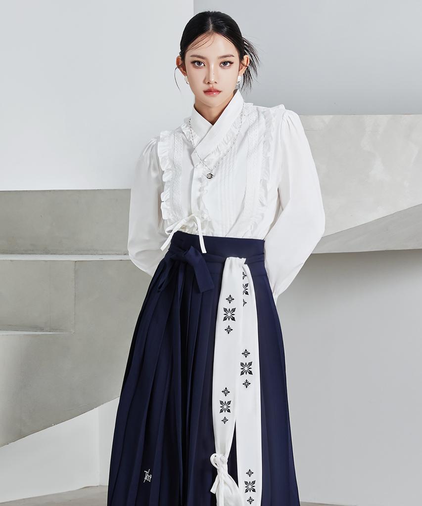 TM3 Baekhwa Lace Hanbok Long Sleeve Shirt White