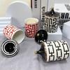 Geometric Storage Tank Art Stripe Ceramic Storage Jar Biscuit Candy Storage Kitchen Spice Storages Bottle Kitchens Accessories