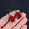 Rote Koralle Handgefertigte Edelstein-Ohrringe, Kupfer Elektrogeformte Ohrringe Antikschmuck, Für Verlobungsgeschenk