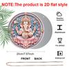 2D Flat, 1pc Round Aluminum Hanging Sign, Pink Blue Lord Ganesha Modak Pink Lotus Pearl Floral Border Print, Easy Hang Indoor Outdoor Metal Plaque