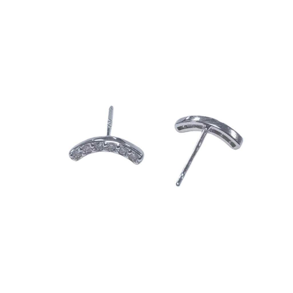 18 Karat Gold S925 Sterling Silber Lächeln Ohrstecker mit funkelnder Diamantkurve