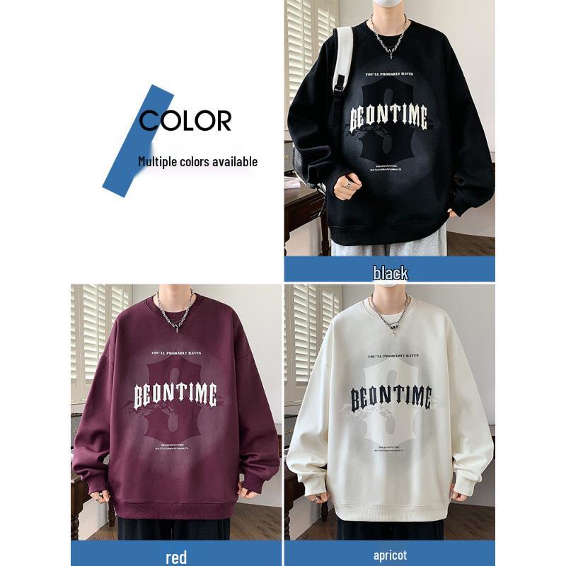 Men's Trendy Round Neck Thickened Hoodie for Autumn/Winter