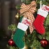 Red and Green Cute Knit Christmas Stocking - Small Gift and Cutlery Holder, Candy Bag, and Tree Decoration