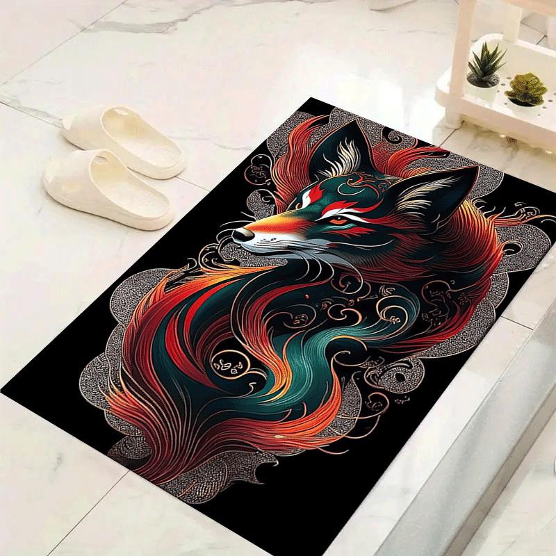 1pc Mysterious Fox Print, Design Indoor Area Rug, Soft, Anti-Slip, and Durable Gaming Room Decor for Bedroom, Living Room, and Exercise Rugs