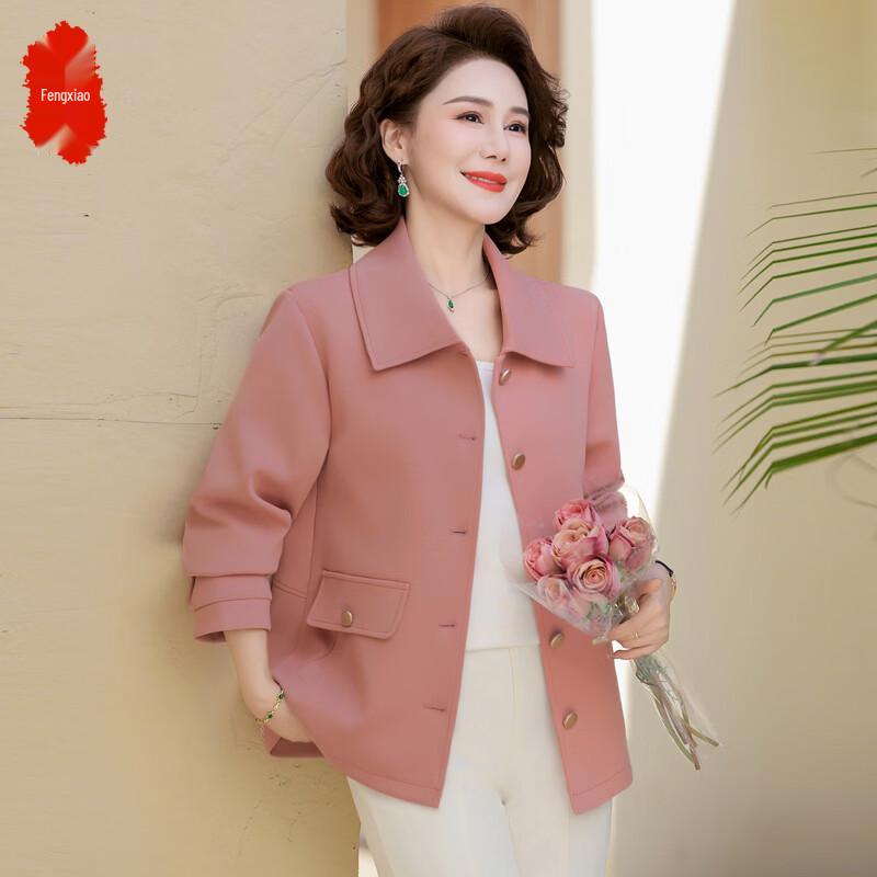 Women s Mid-Aged Solid Lapel 3/4 Sleeve Jacket XL