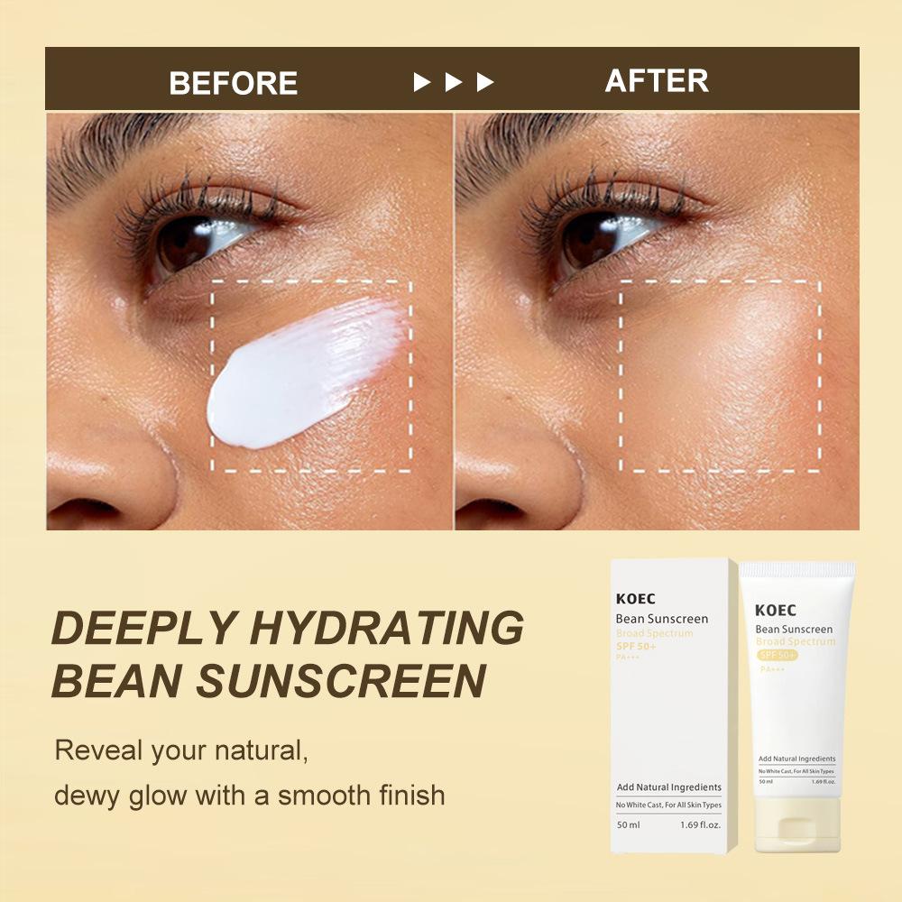KOEC Soy Milk Sunscreen SPF50 Summer Sunblock Lightweight Breathable Moisturizing Face and Body Cream 50g