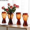 Creative Crystal Clear Human Face Vase Glass Artistic Abstract Vase Funny Irregular Shape Hydroponic Vase Home Decoration