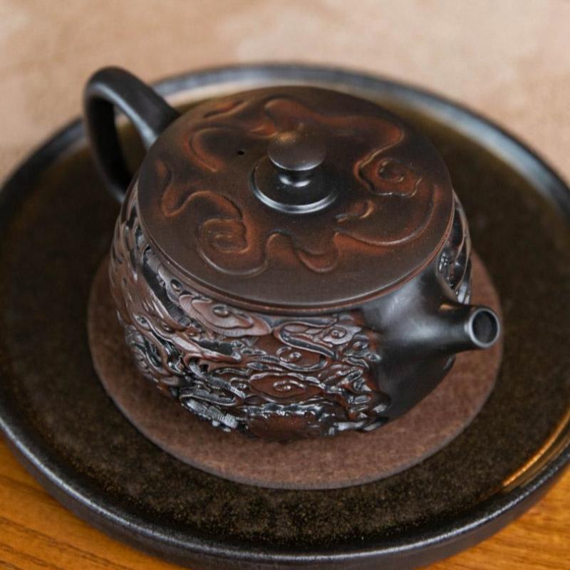 Lila Keramik Drehbarer Topf Keramik Kung Fu Teekanne Einzelne Teekanne Pu'er Tee Zubereitungsgerät Teesets Chinesische Teekanne