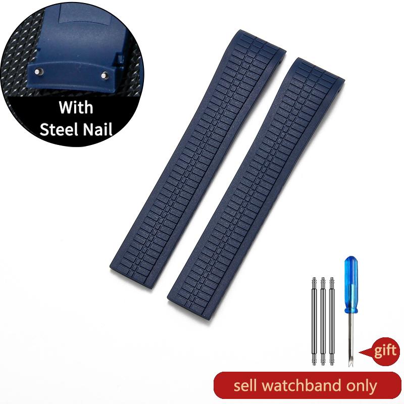 

Для Patek Philippe 5167 Граната 21 мм Aquanaut Изогнутый с гвоздиком Стальная раскладывающаяся застежка Резина Силикон Водонепроницаемый Заменить ремешок для часов 21mm