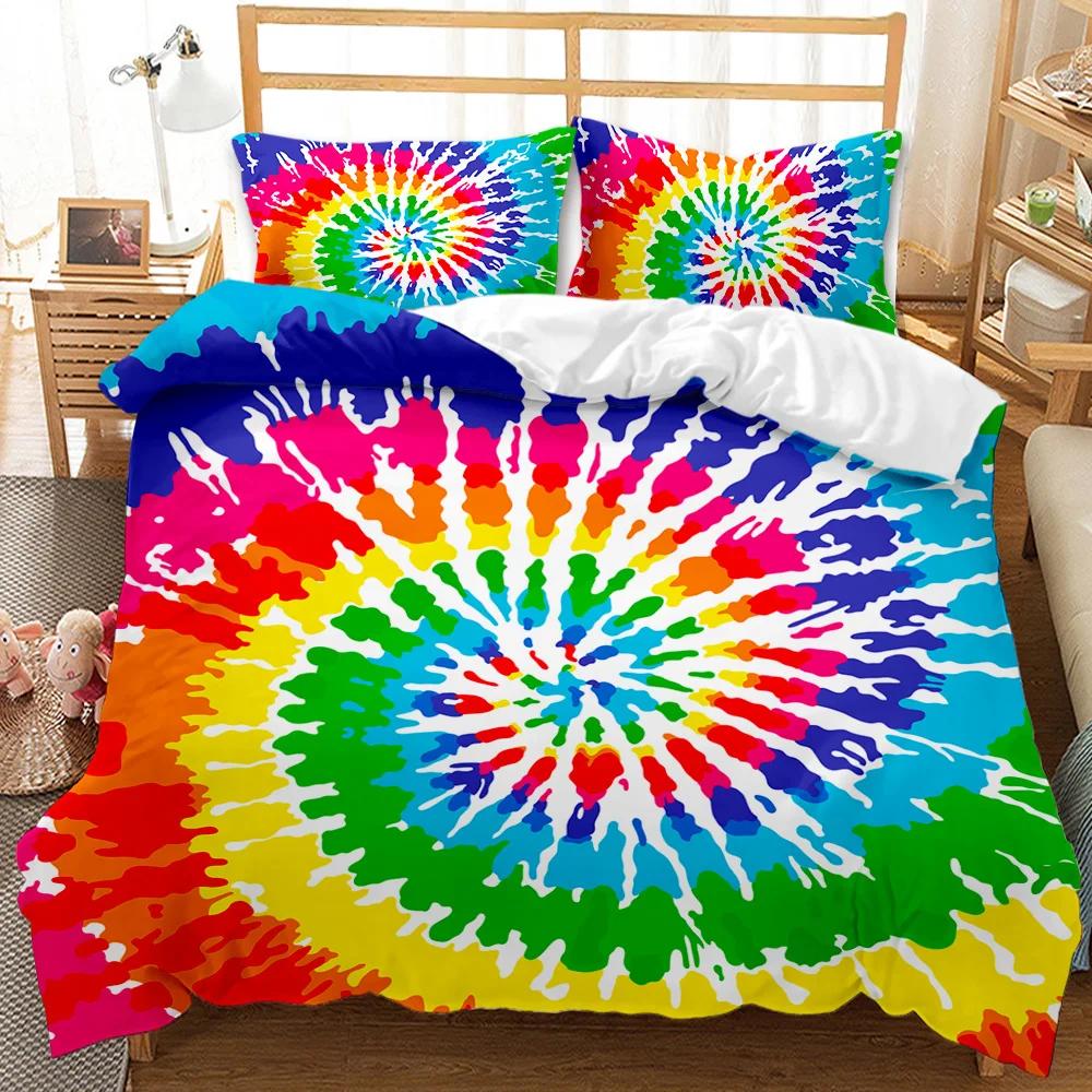 Boho Tie Dye Duvet Cover Set Hippie Bed Sets Blue Purple Colorful Twin Bedding Set Gypsy Queen King Size Polyester Qulit Cover