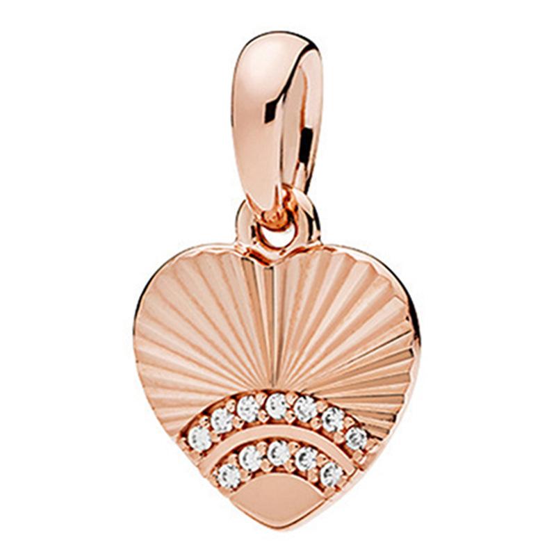 Rose Gold Large Hole Loose Beads Pendant For DIY Pulsera Necklace Accessories Women Fine Jewelry Gifts