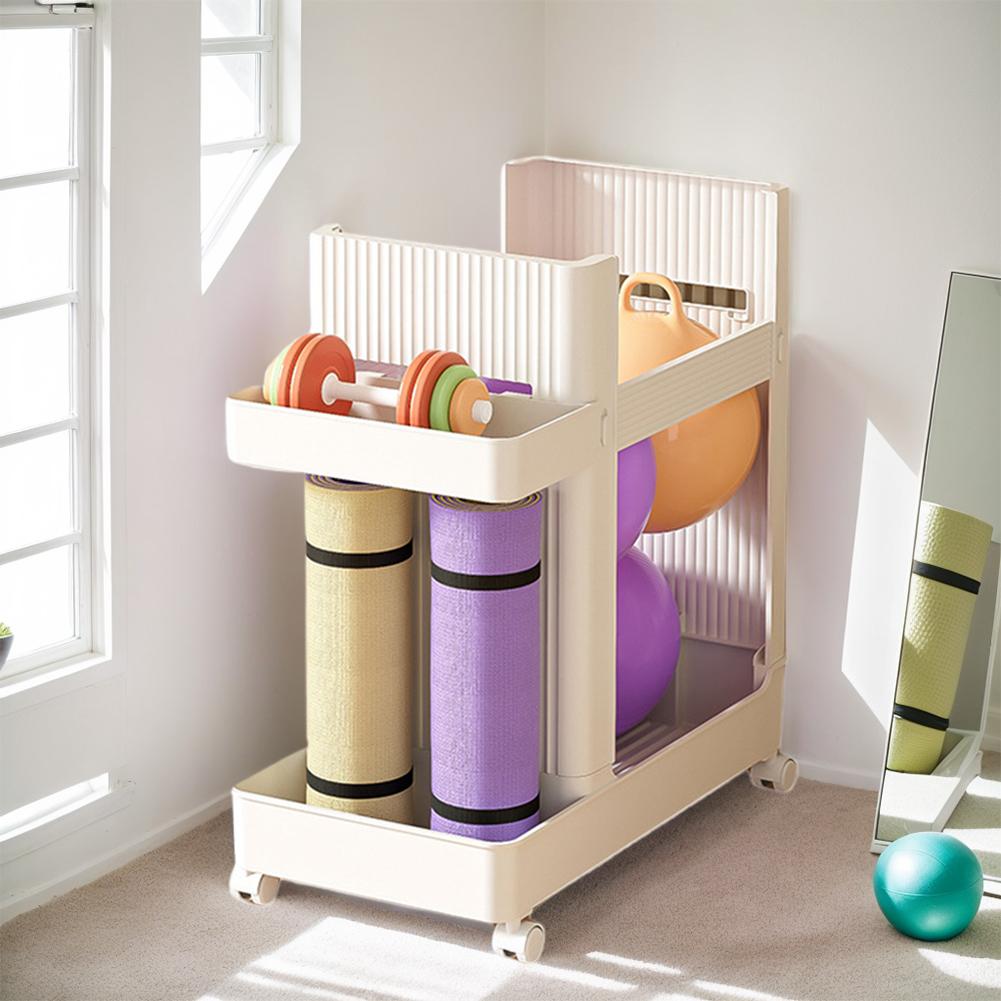 Cesto Porta Tappetino Yoga Scaffale Porta Attrezzatura Sportiva con Ruote Scaffale Porta Attrezzatura Fitness Carrello Porta Attrezzatura Sportiva ner