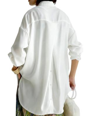 Antiqua Damen Langarm Hemd mit Knöpfen am Rücken, PY-00369, Einheitsgröße 03, Weiß