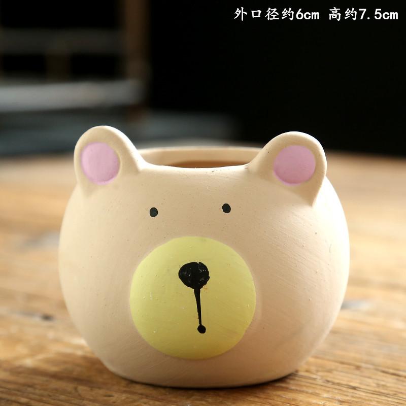 4pc Set Creative Cartoon Succulent Pot Cute Flower Pot with Cat and Dog Shaped Ceramic Basin Desktop Ornaments Home Decoration