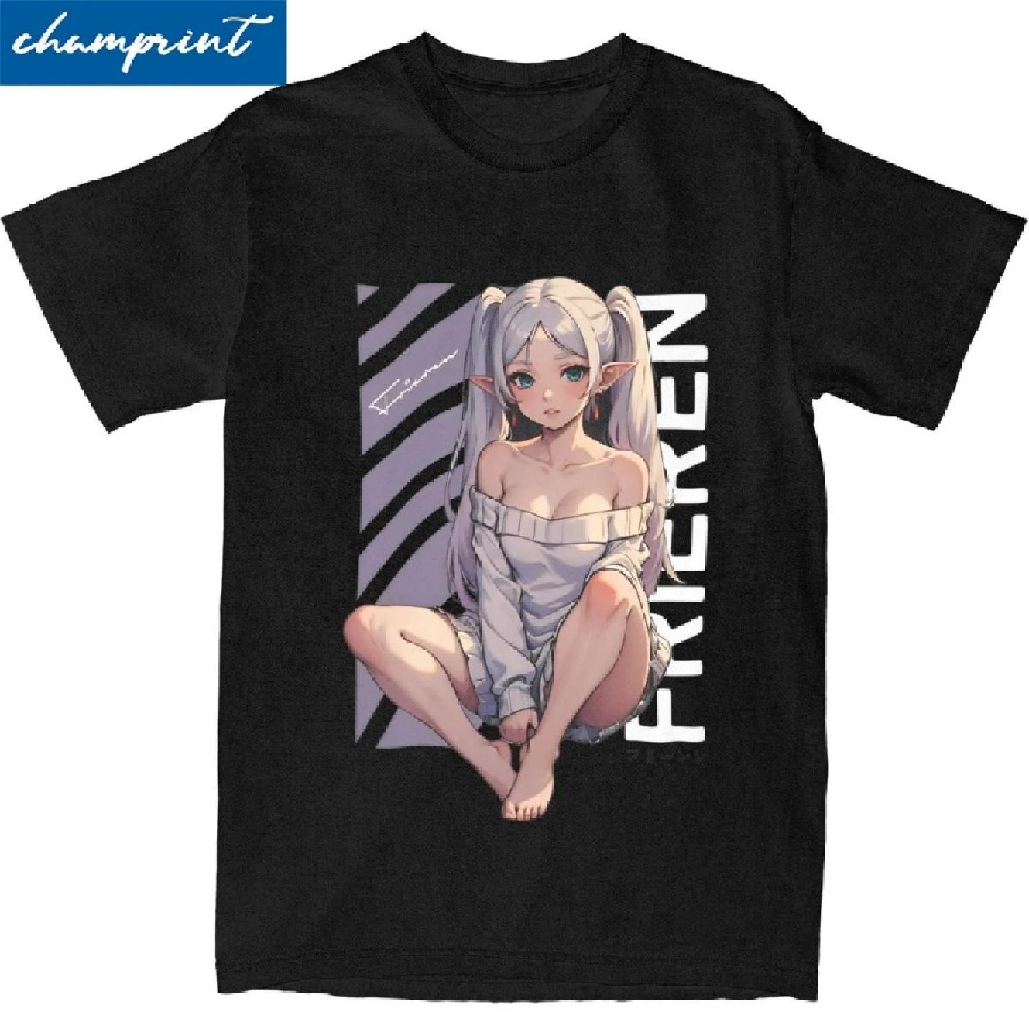 

Funny Frieren Beyond Journeys End T-Shirt Unisex O-neck Short Sleeve Clothing Cotton Tops Shirts XXXXXL чорний