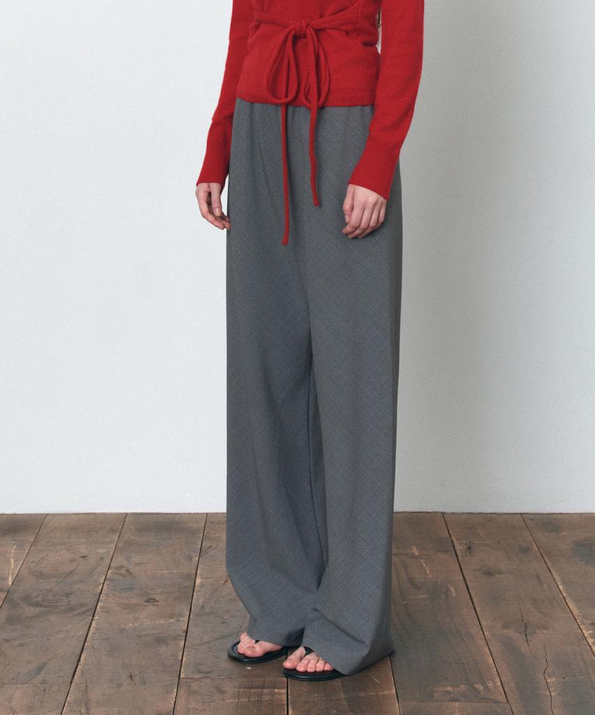 Siyajyu Sipt7192 Comfort Wide Elastic Waist Slacks_Melange Gray