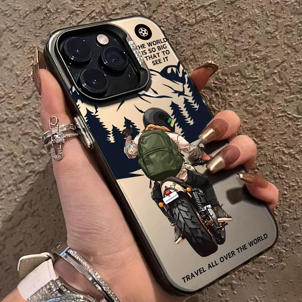 Motorcycle Rider Pattern Phone Case Suitable for iPhone 17 16 15 14 13 12 11 Pro/Max/Plus Anti Drop and Shockproof Back Cover