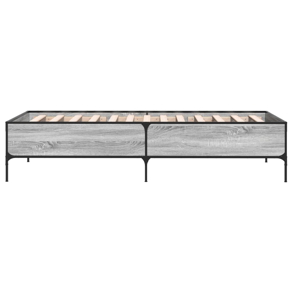 Bed Frame Gray Sonoma 90x190 cm Particleboard and Metal