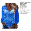 Women Blouse V-neck Long Sleeve Loose Fit Soft 3D Cutting Dressing Up Skin-touching Shining Club Shirt Streetwear