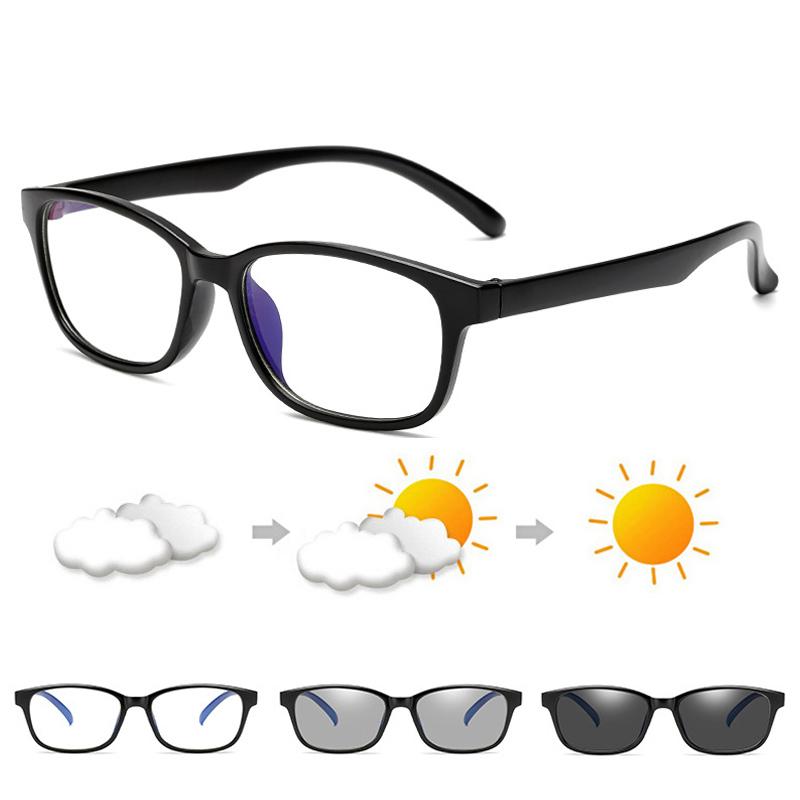 Square Frame Change Color Eyewear Photochromic Eyeglasses Women Men UV400 0 -0.5 -1.0 -1.5 -2.0 -2.5 -3.0 To -6.0