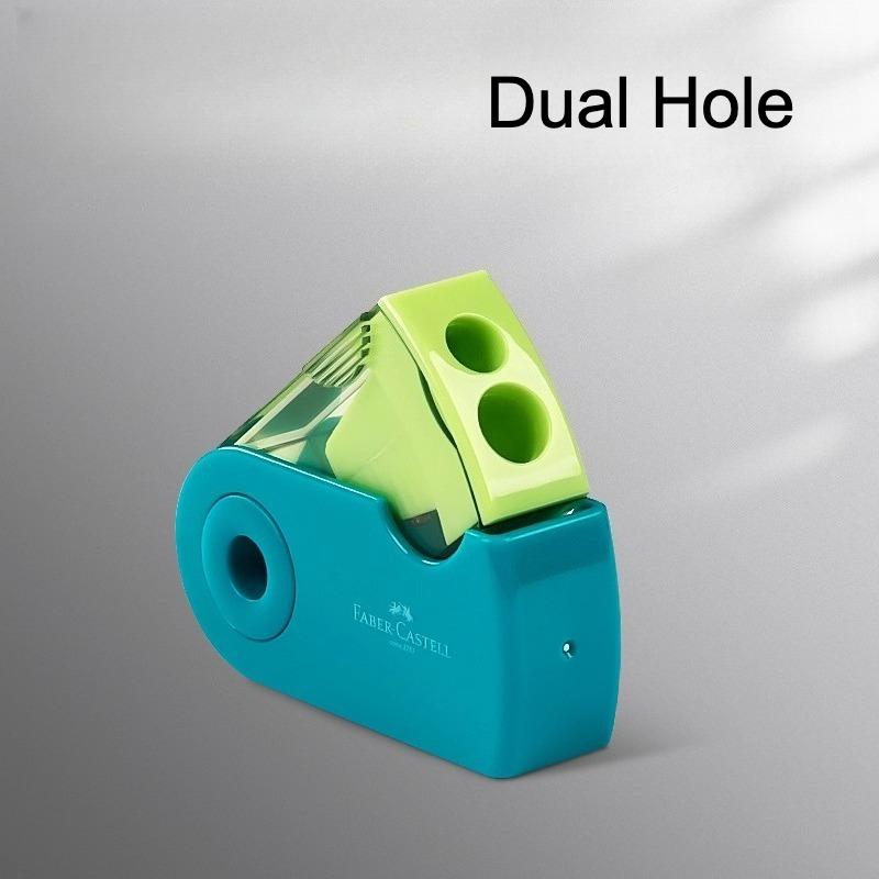 FABER-CASTELL Manual Mini Pencil Sharpener Dual-Hole Sharpener for Thick and Thin Pencils Portable Durable Pencil Sharpener