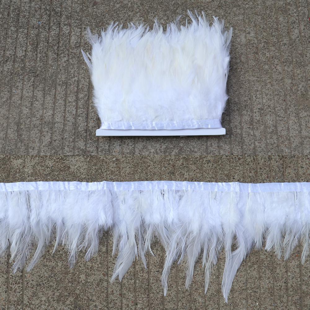 Feather5 10Meters Rooster Feather Trim 8-13CM Colored Chicken Feathers Ribbon  3-5" Saddle Pheasant Feathers Trim Fringe