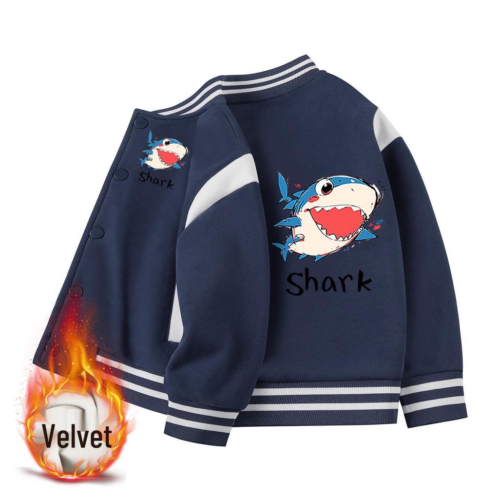 Boys' Stylish 2026 Jacket: Spring/Autumn Fleece-Lined Baseball Coat for Kids