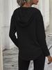 Elegant 2025 V-Neck Women's Hoodie - Soft Long Sleeve Drawstring Sweatshirt